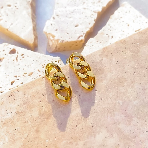 🔵𝟲𝟱%𝗢𝗙𝗙 𝗯𝘂𝗻𝗱𝗹𝗲𝘀 𝟯+🔵 NEW Curb Chain Stainless Steel Drop Earrings - Picture 11 of 13